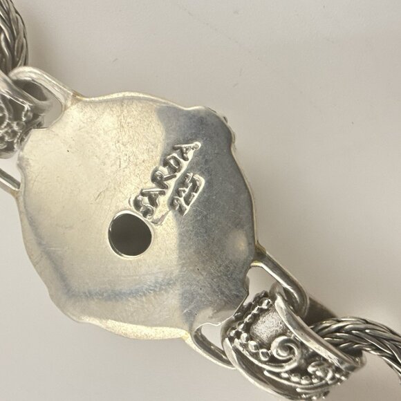 Sarda Sterling Silver Bracelet Granular Foxtail Wheat Pebbled Bali Toggle 925 - Picture 13 of 15